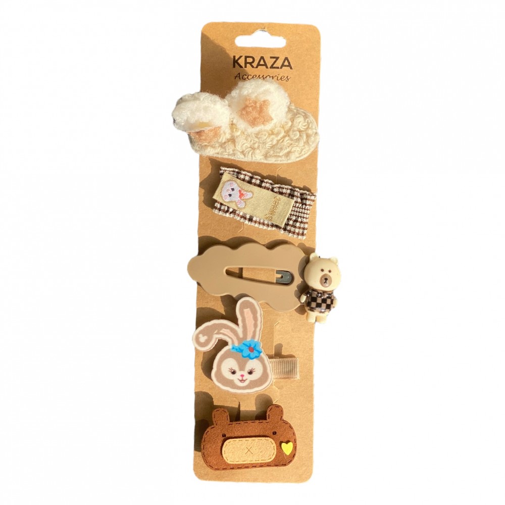 Girls Hair Clips  bear rabbit brown 