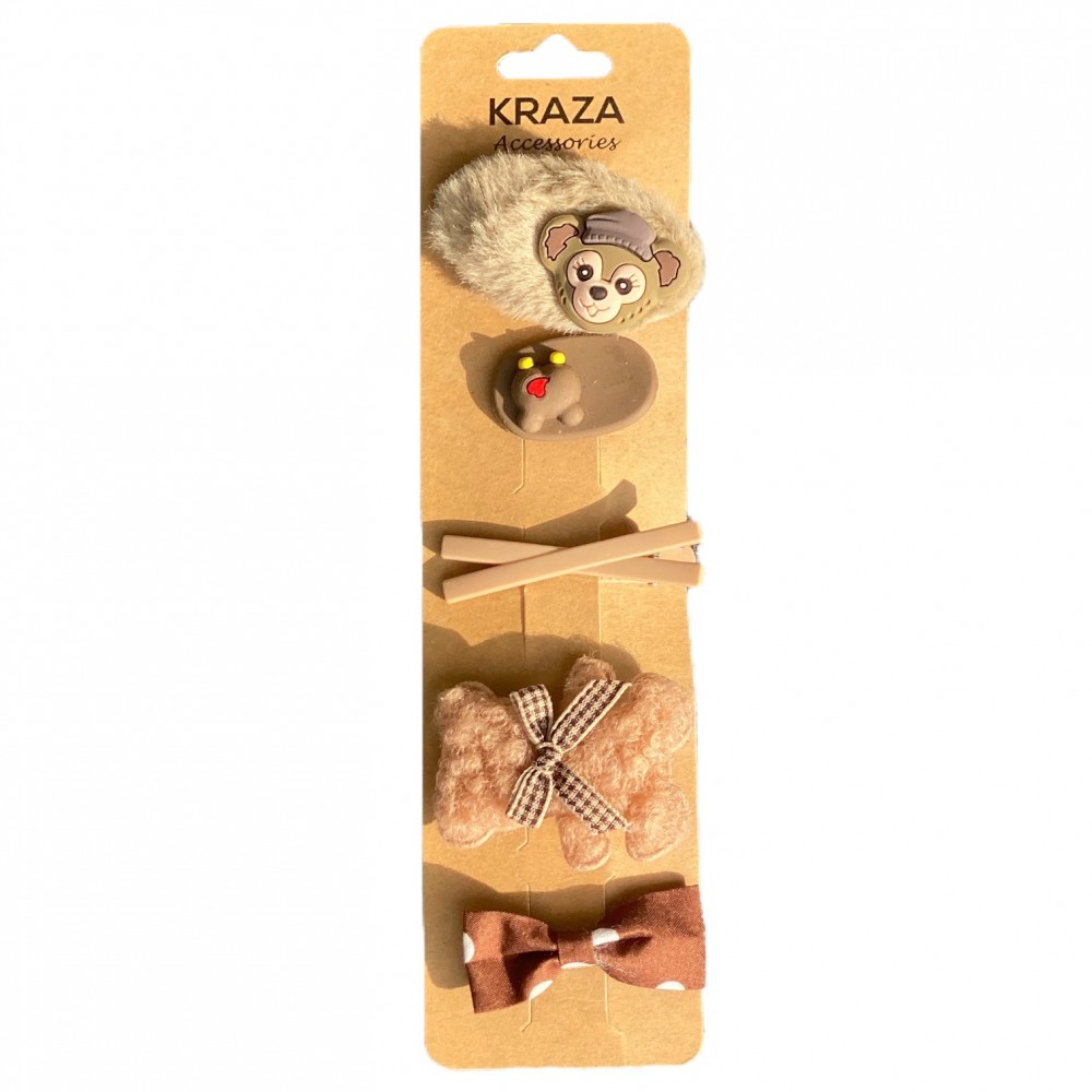 Girls Hair Clips brown bear