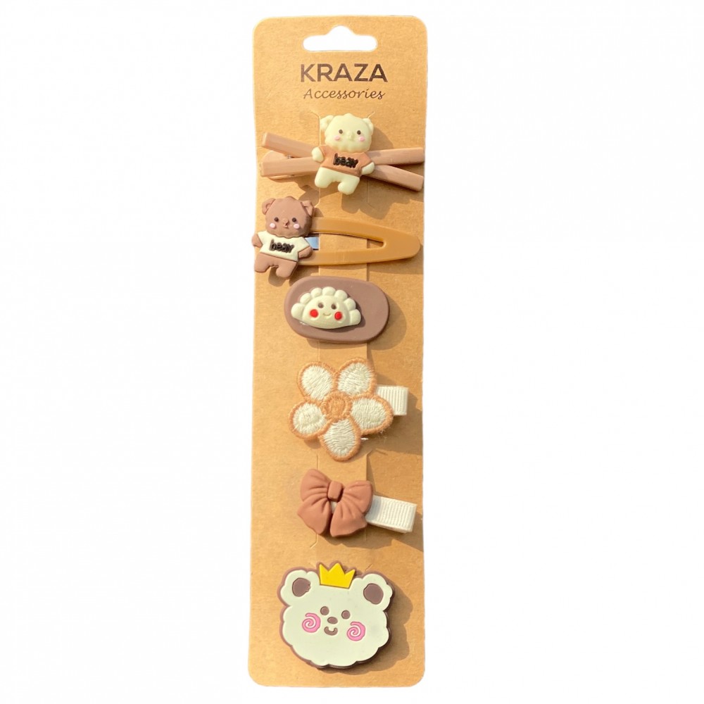 Girls Hair Clips brown simple bear