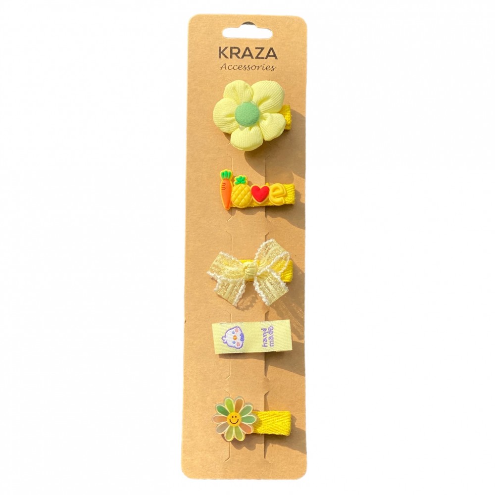 Girls Hair Clips flower yellow 