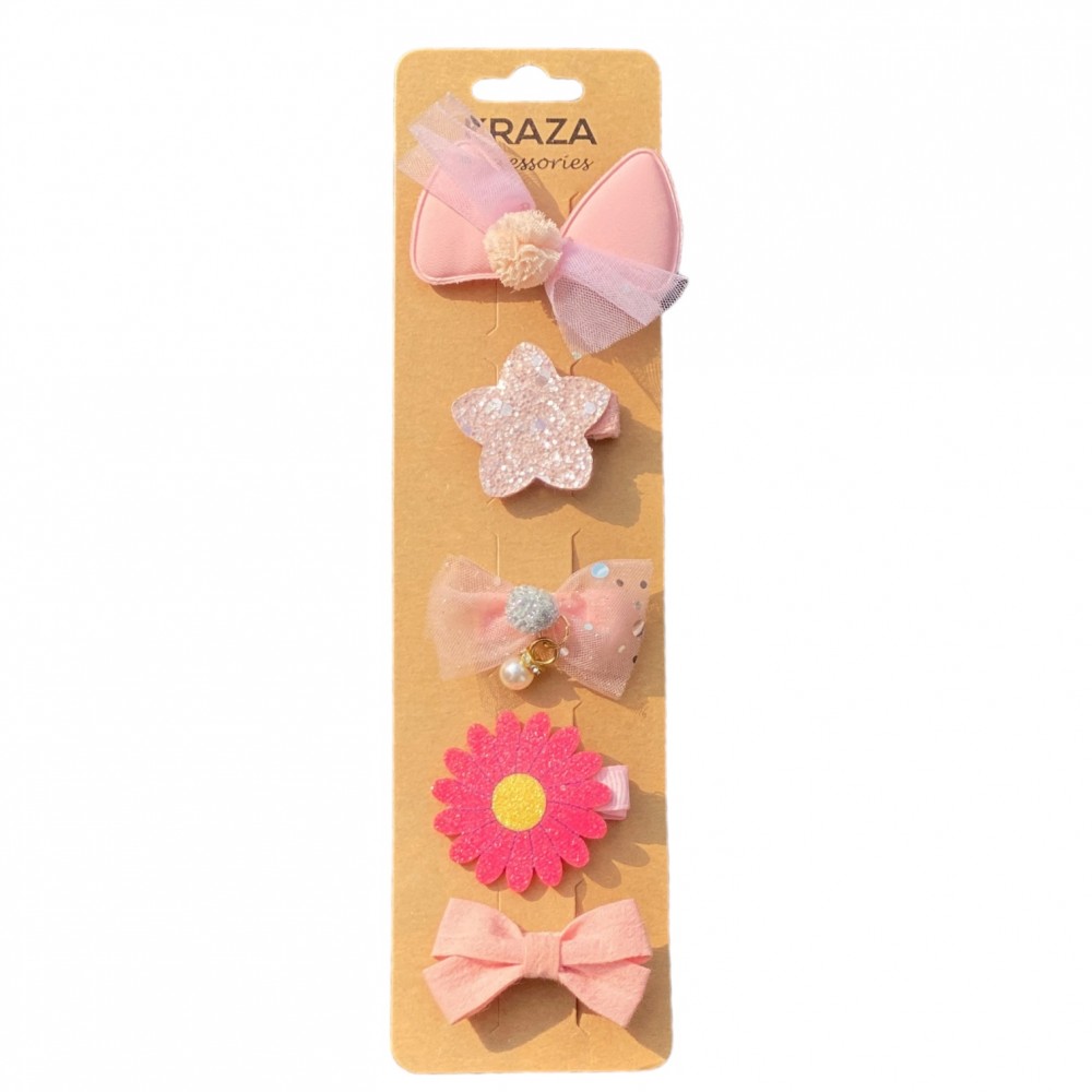 Girls Hair Clips flower knot pink 