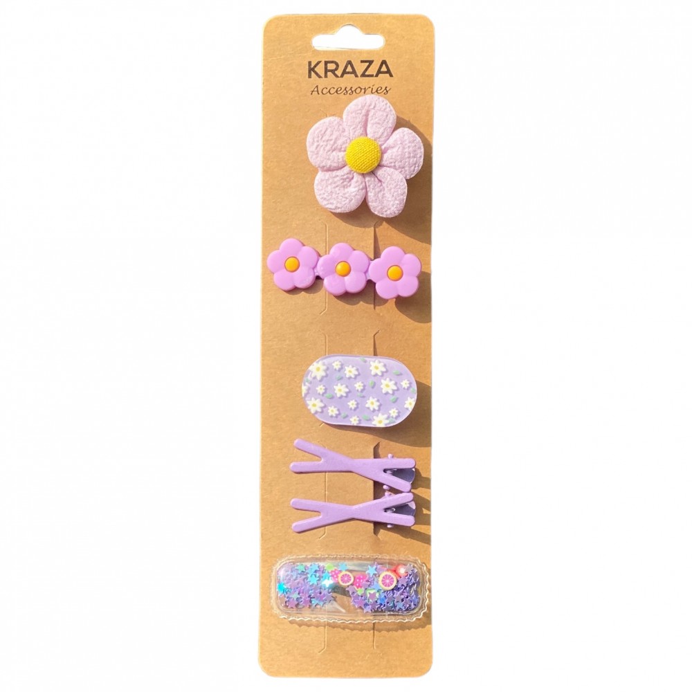 Girls Hair Clips - flower pink purple