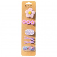 Girls Hair Clips - flower pink purple