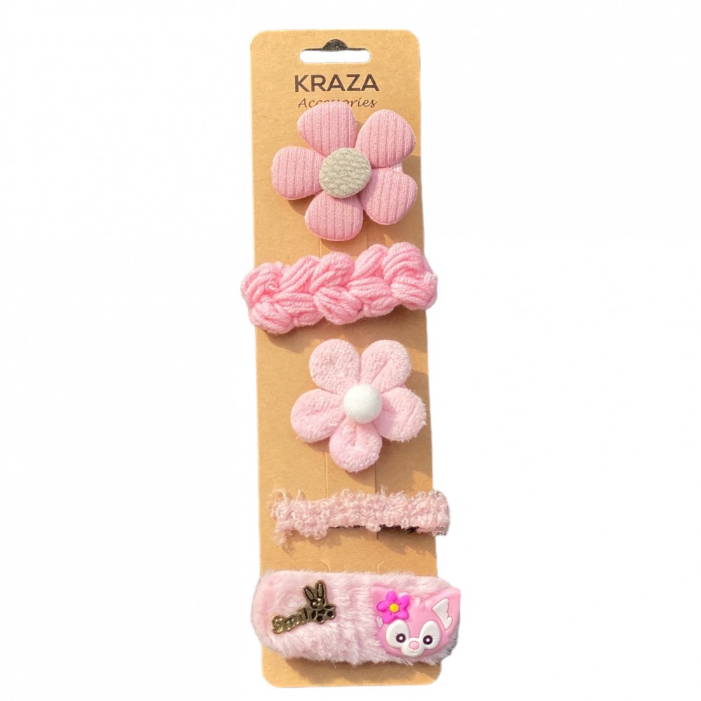 Girls Hair Clips - flowerr pink