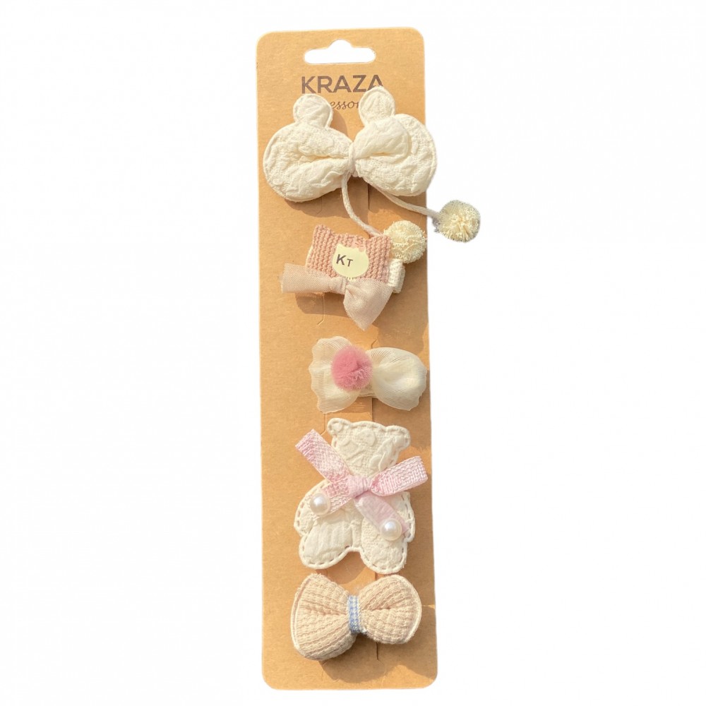 Girls Hair Clips - knot bear nude