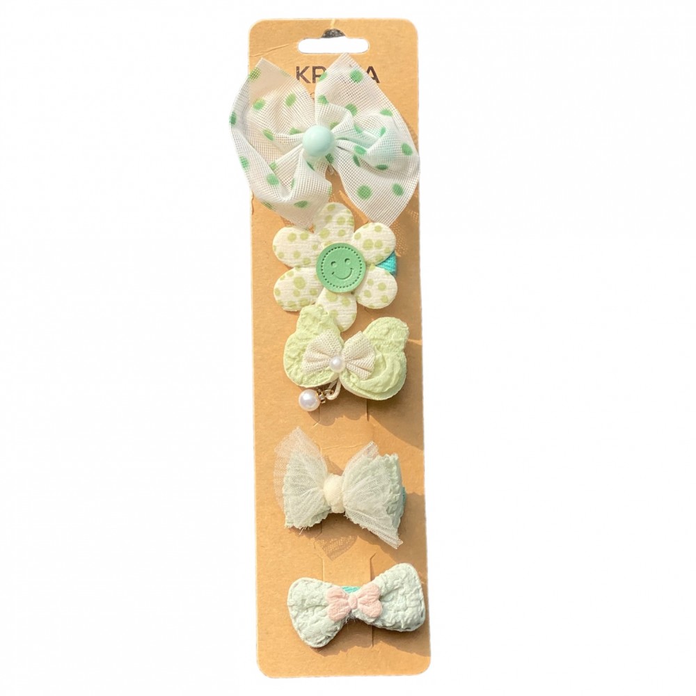 Girls Hair Clips - knot flower green