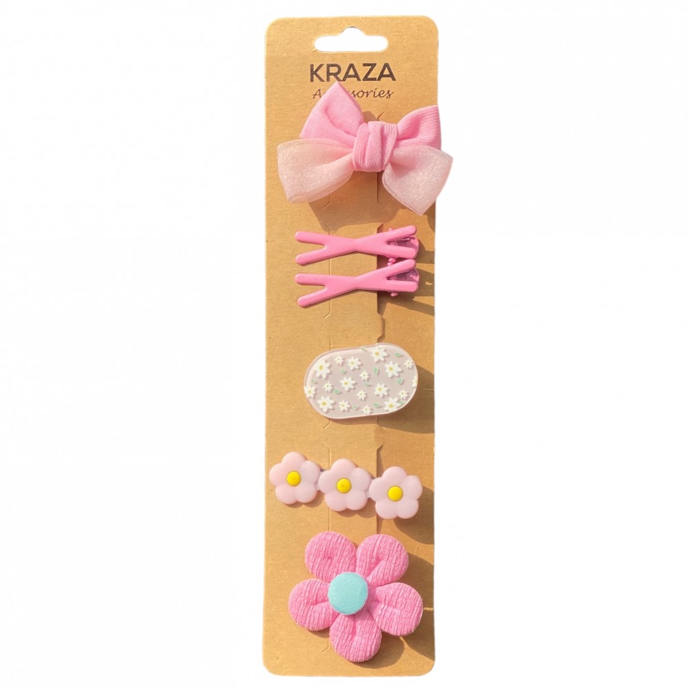 Girls Hair Clips - knot flower pink 2