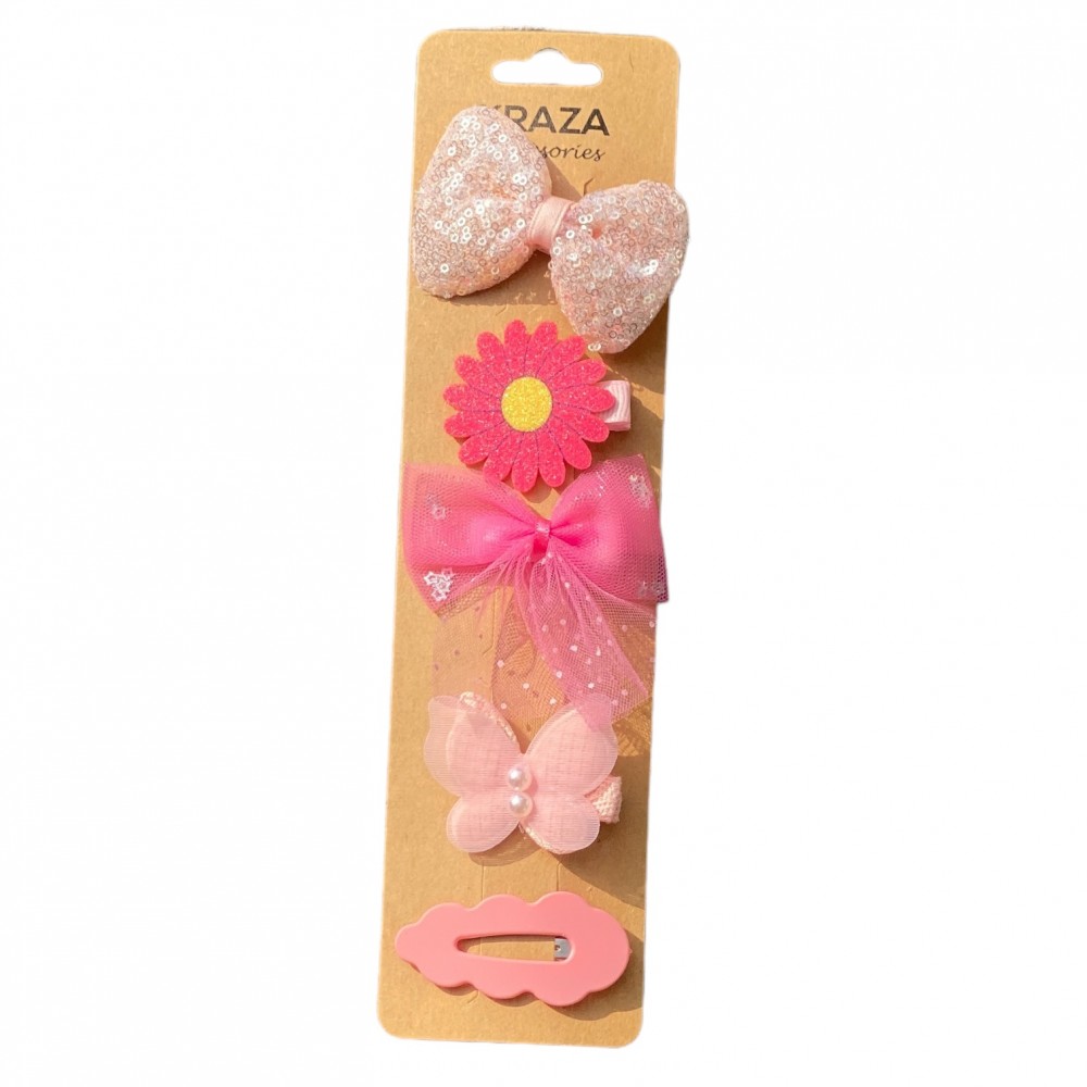 Girls Hair Clips - knot flower pink 3