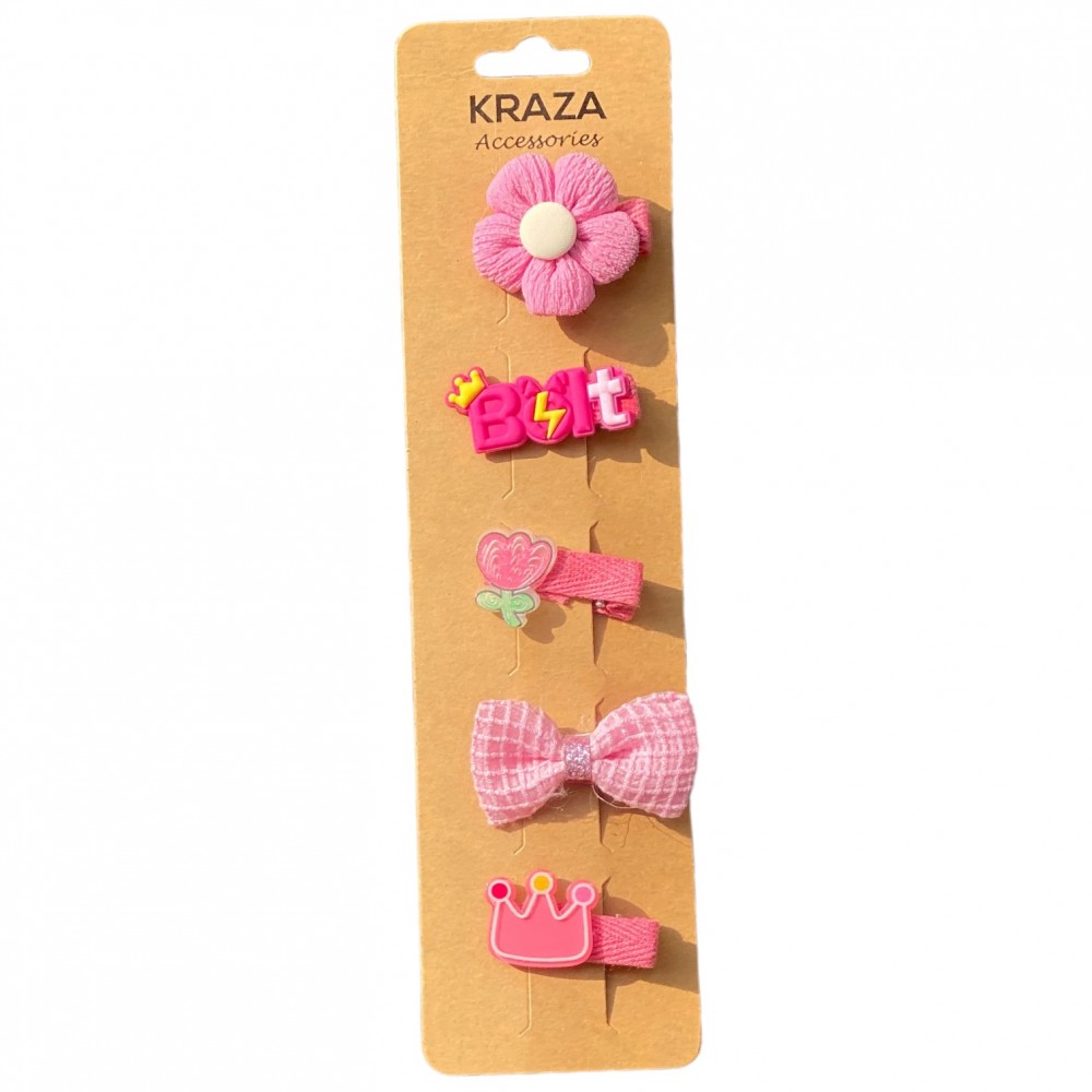 Girls Hair Clips - knot flower pink 