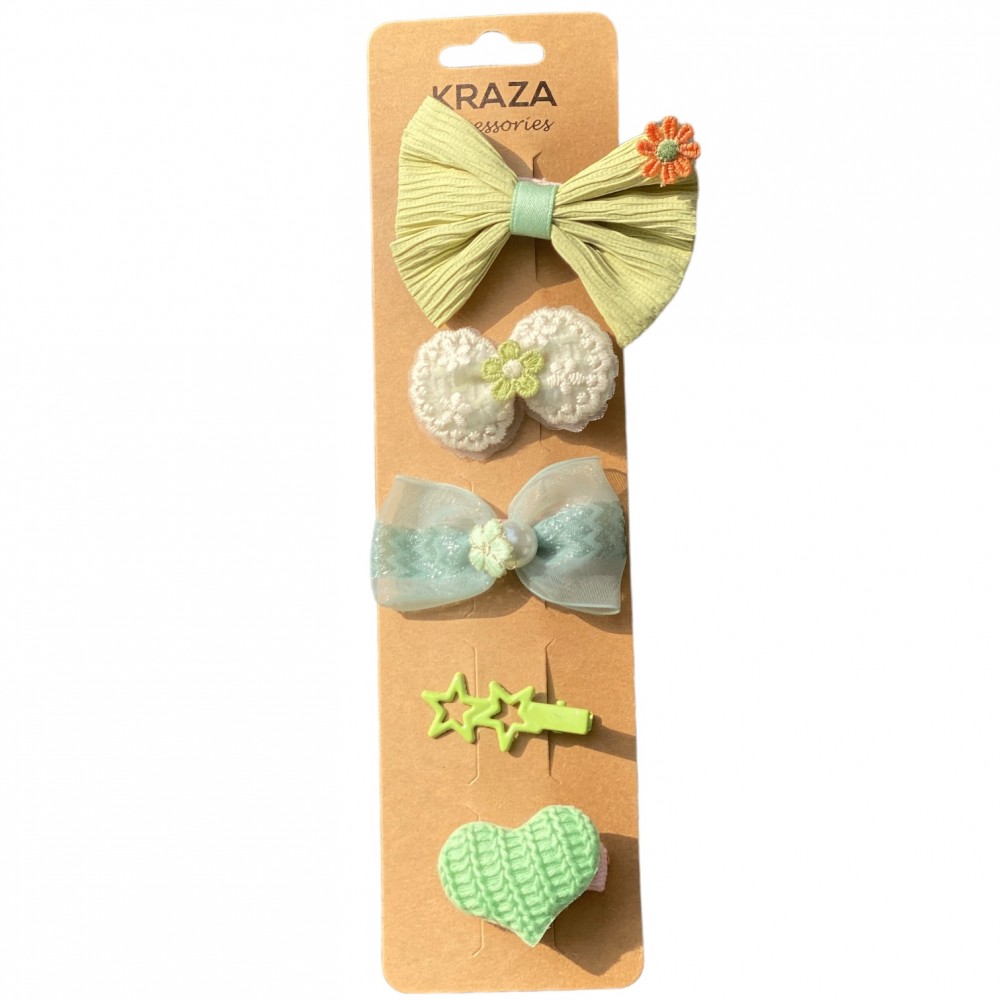 Girls Hair Clips - knot green