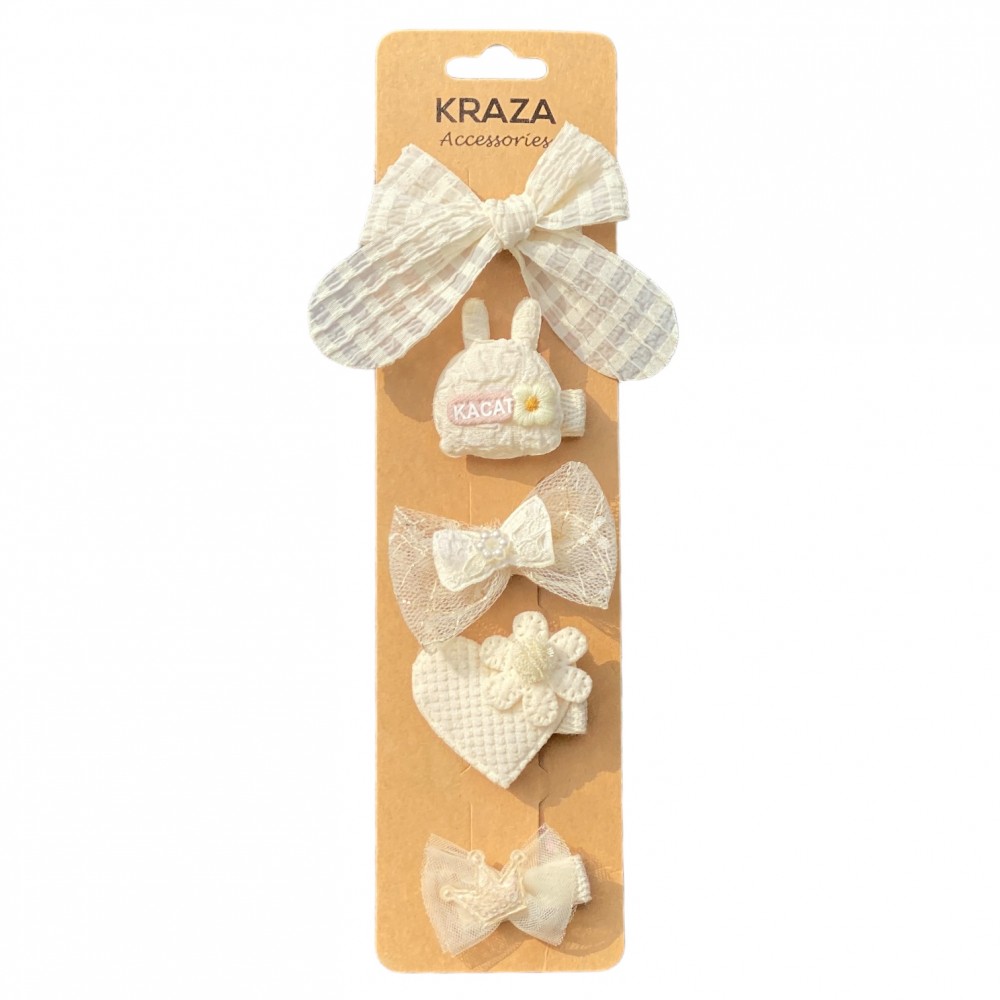 Girls Hair Clips - knot rabbit white