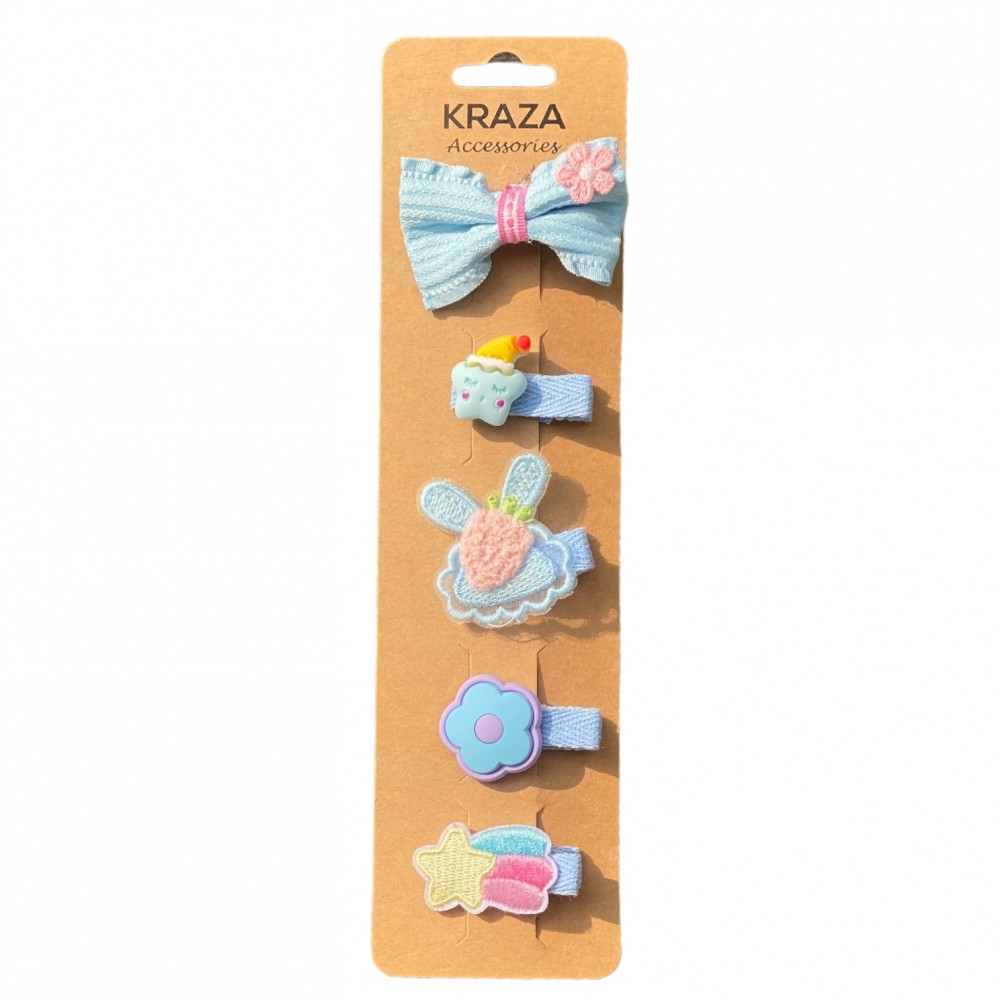 Girls Hair Clips pink and blue 