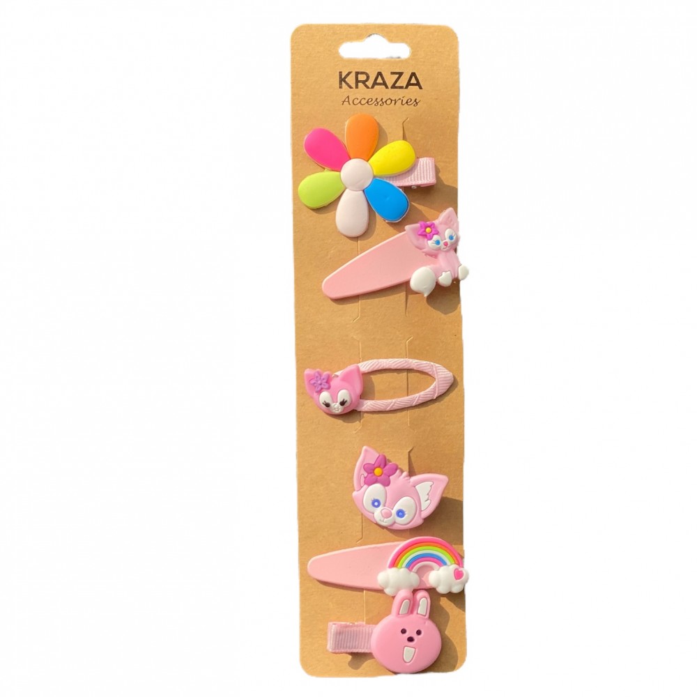 Girls Hair Clips pink cat 