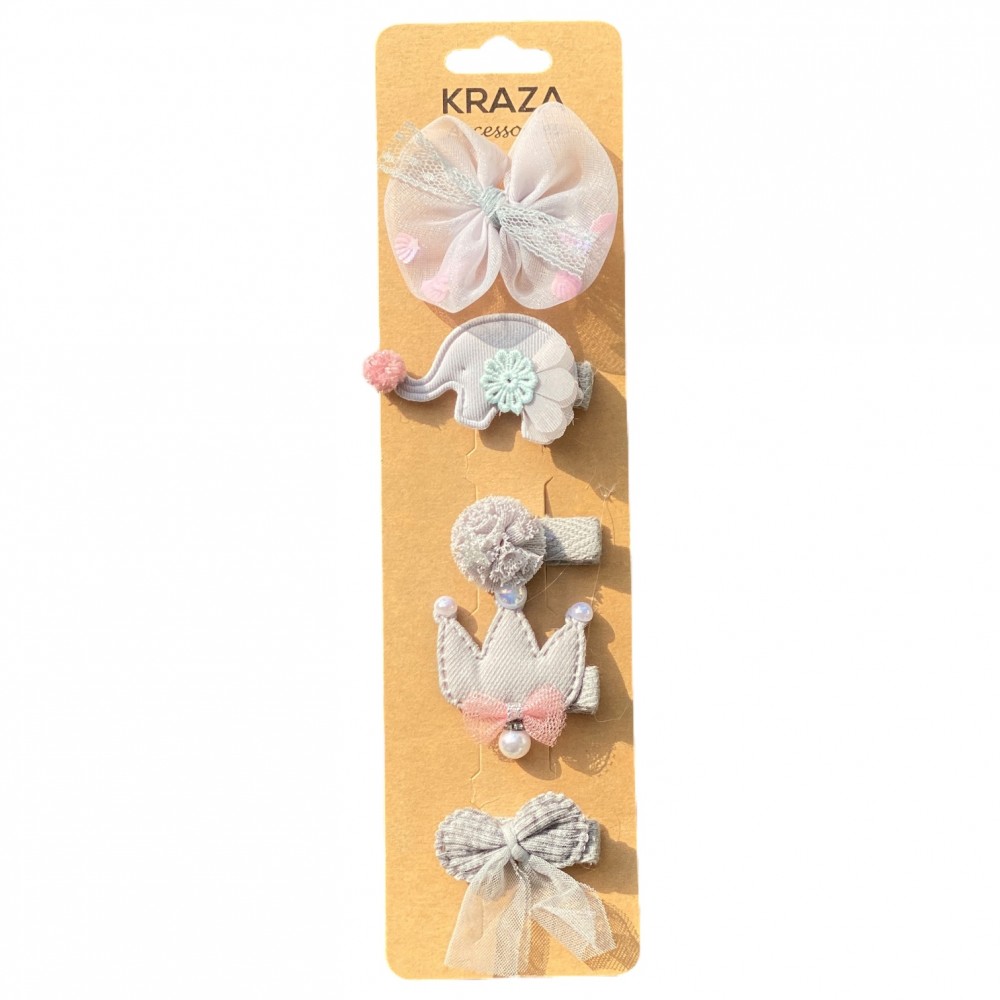 Girls Hair Clips pink elephant crown