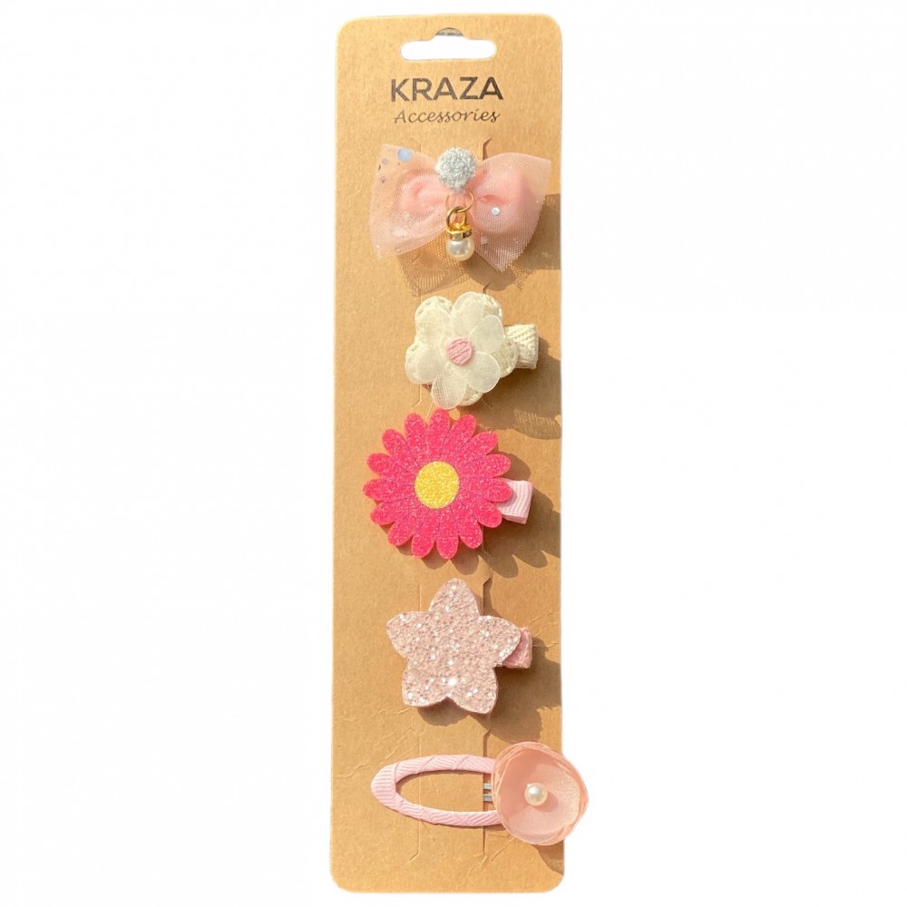 Girls Hair Clips pink flower 2