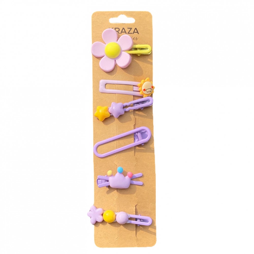 Girls Hair Clips purple flower 