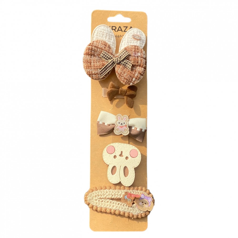 Girls Hair Clips rabbit brown nude