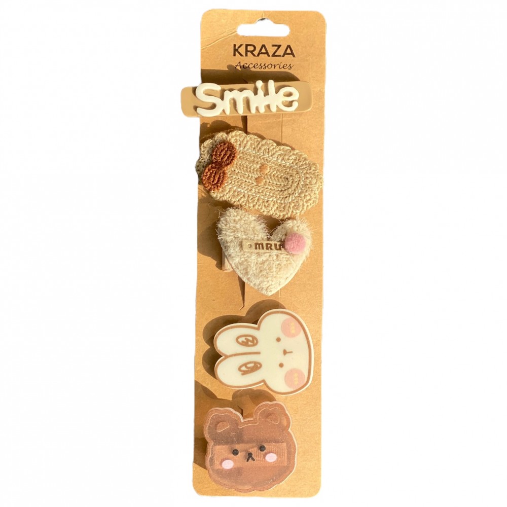 Girls Hair Clips smile simple- brown