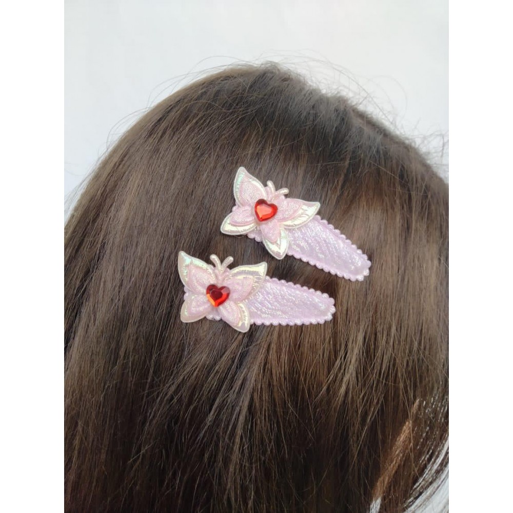 Girls Hair Clips Butterfly Pink