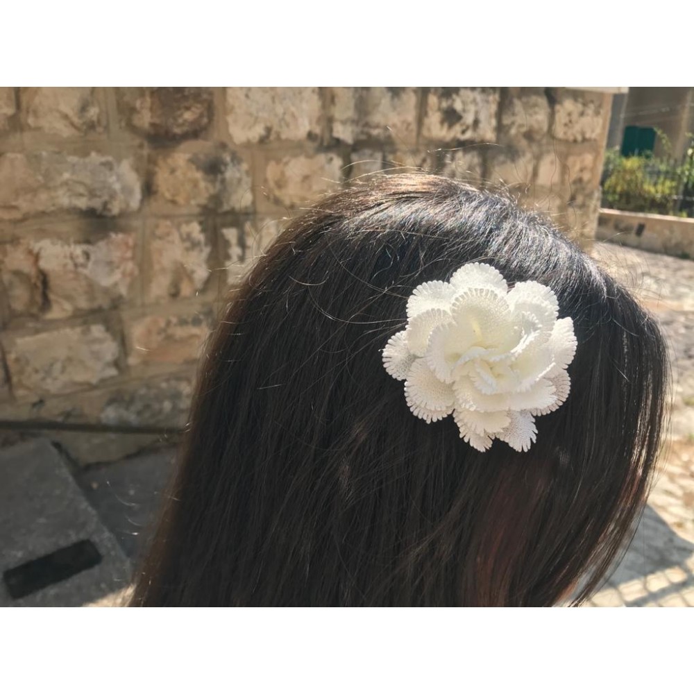 Girls Hair Clips Big Flower White
