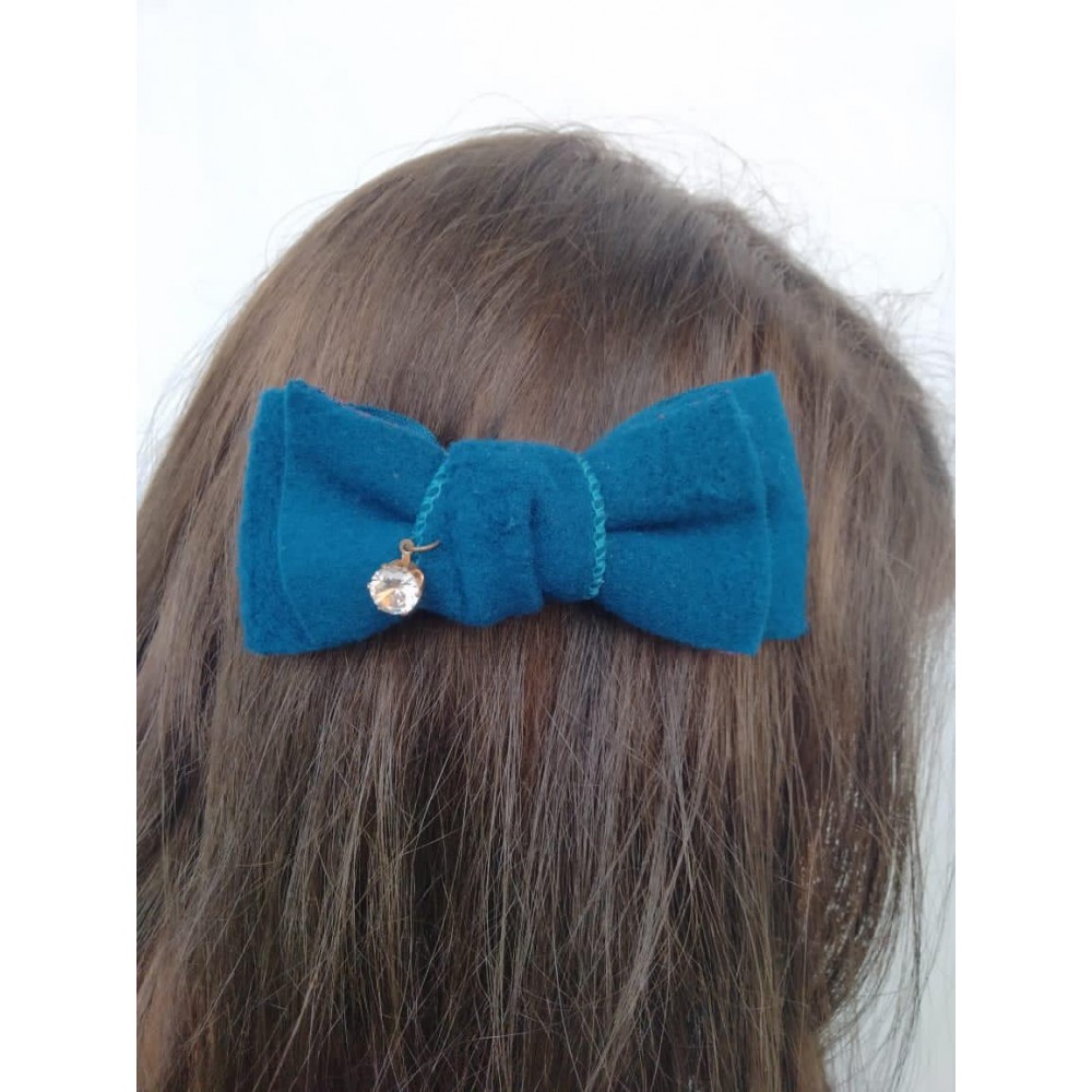 Girls Hair Clips Big Bow Tie Blue