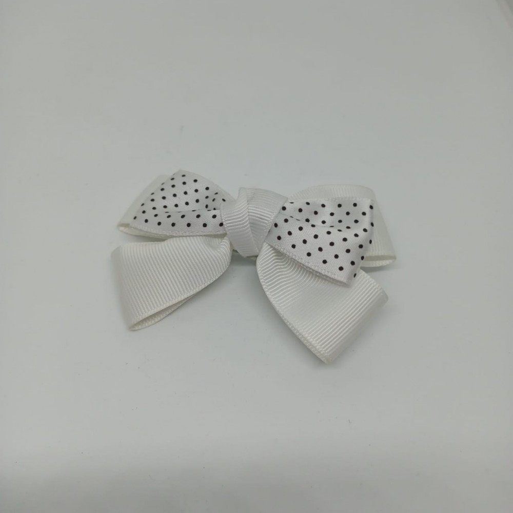 Girls Hair Clips Bow Tie White And Black Dots