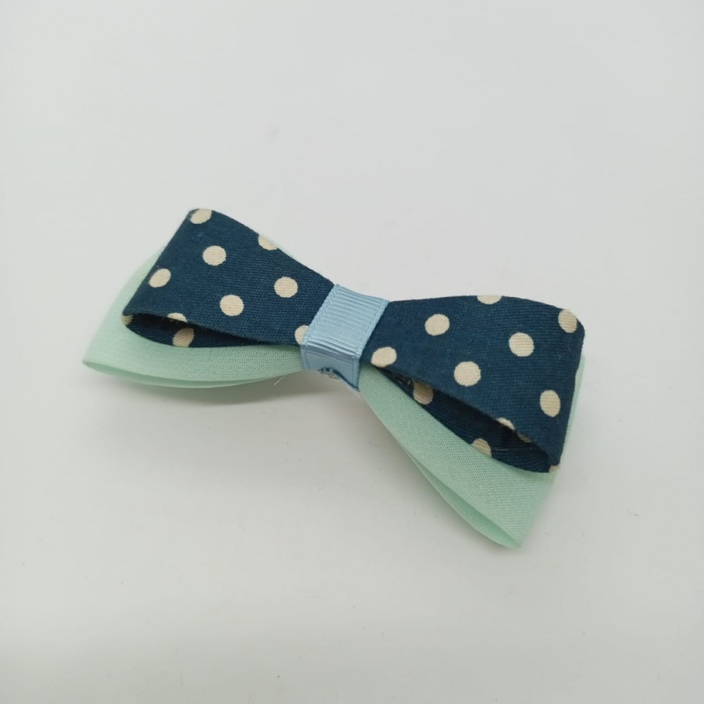 Girls Hair Clips Bow Tie Green And Navy