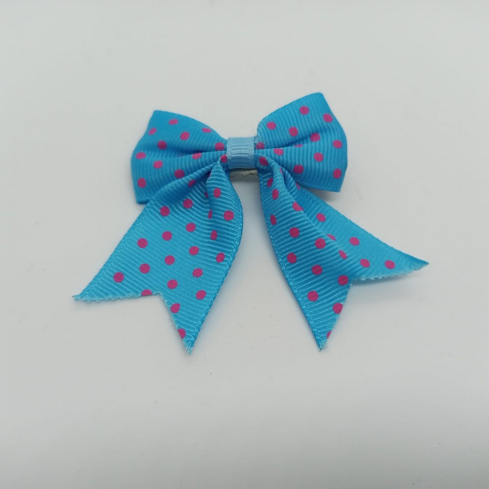 Girls Hair Clips Bow Tie Blue And Pink Dots