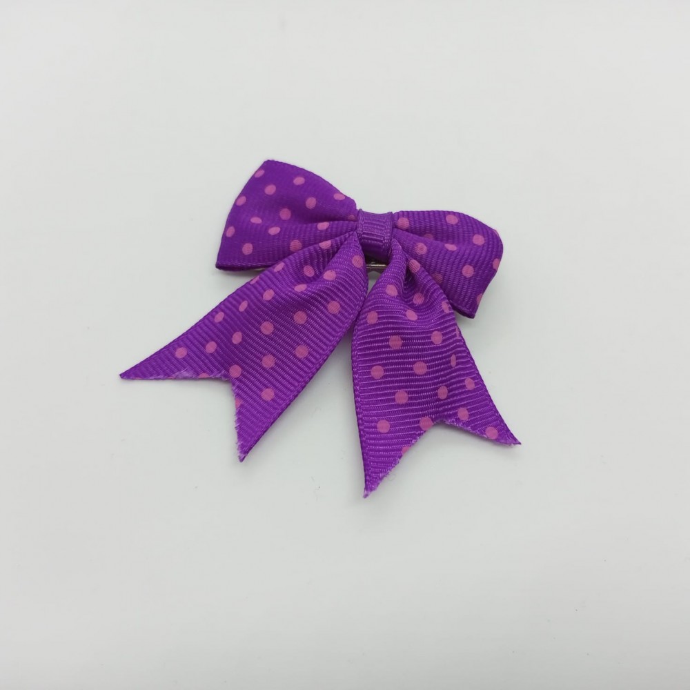 Girls Hair Clips Bow Tie Purple And Pink Dots