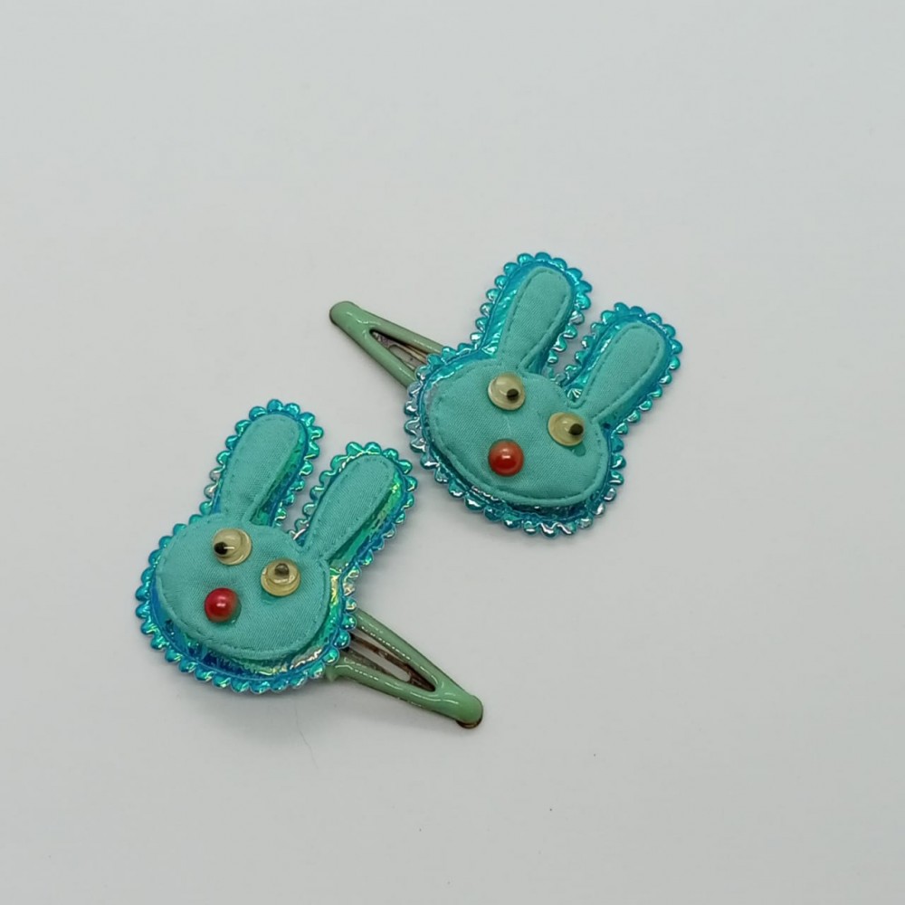 Girls Hair Clips Bunny Turquoise
