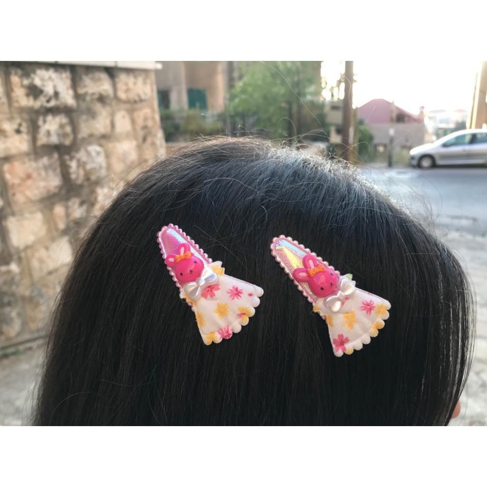 Girls Hair Clips Bunny Pink