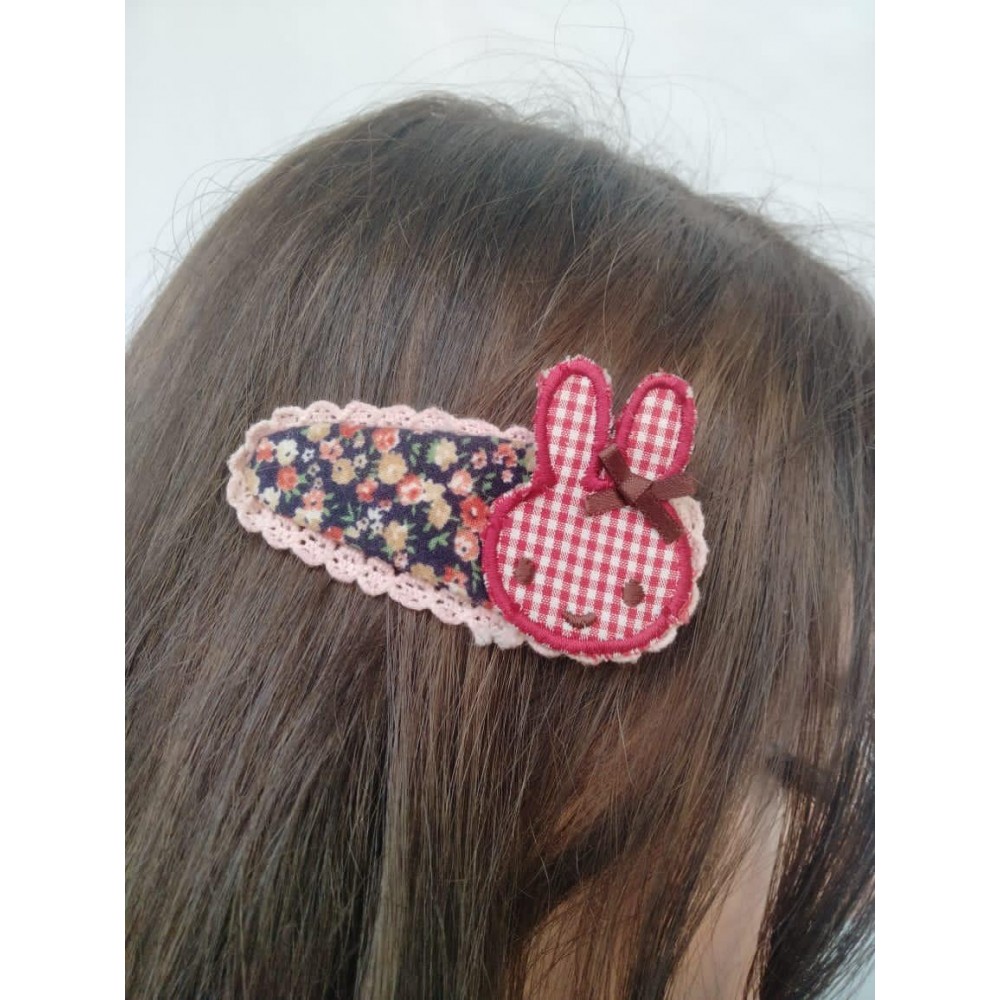 Girls Hair Clips Bunny With Flowers