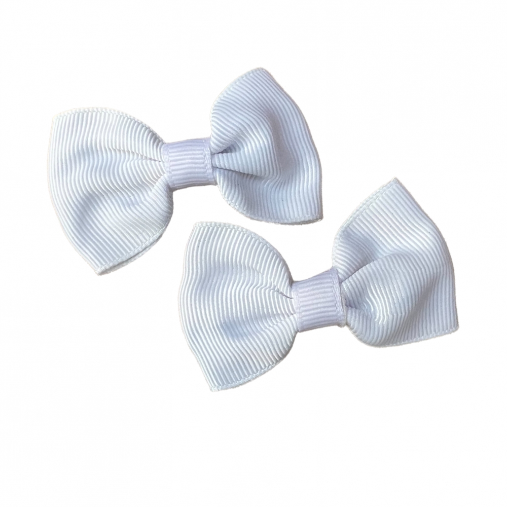 Girls Hair Clips Bow Tie Set Of 2 - White