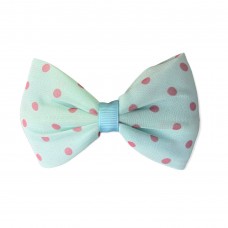 Girls Bow Tie Blue With Pink Dots 