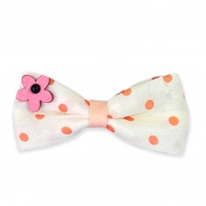 Girls Hair Clips Bow Tie Yellow With Big Dots And Pink Flower