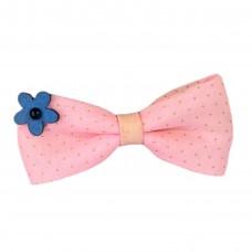 Girls Hair Clips Bow Tie Pink With Small Dots And Blue Flower