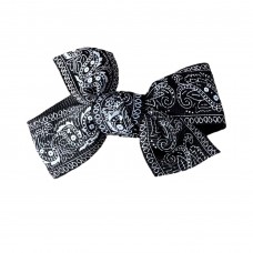 Girls Hair Clips Bow Tie Paisley - Black