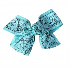 Girls Hair Clips Bow Tie Paisley - Turquoise