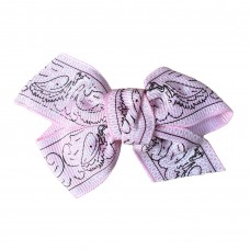 Girls Hair Clips Bow Tie Paisley - Light Pink