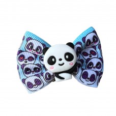 Girls Hair Clips Bow Tie Panda - Turquoise