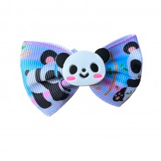 Girls Hair Clips Bow Tie Panda - Blue