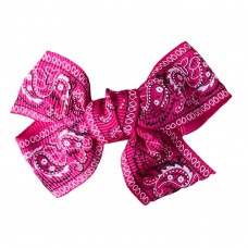 Girls Hair Clips Bow Tie Paisley - Red