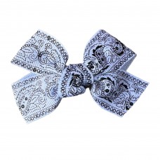 Girls Hair Clips Bow Tie Paisley - White