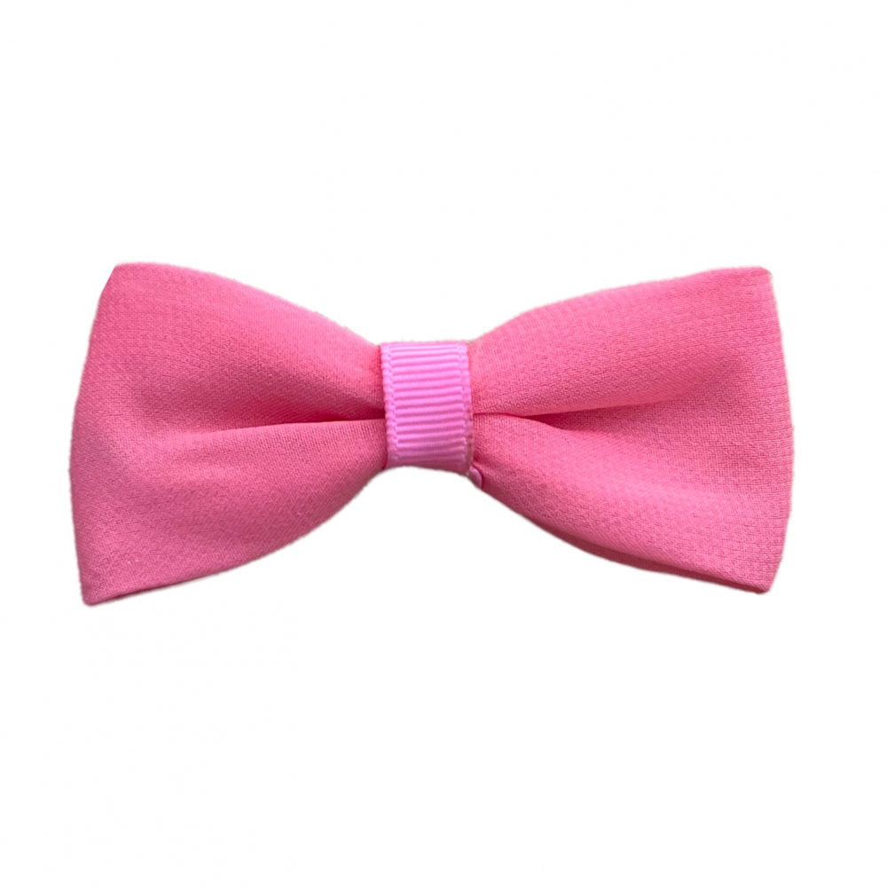 Girls Hair Clips Bow Tie Plain - Pink