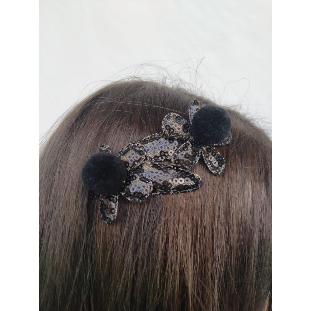 Girls Hair Clips Flower Black