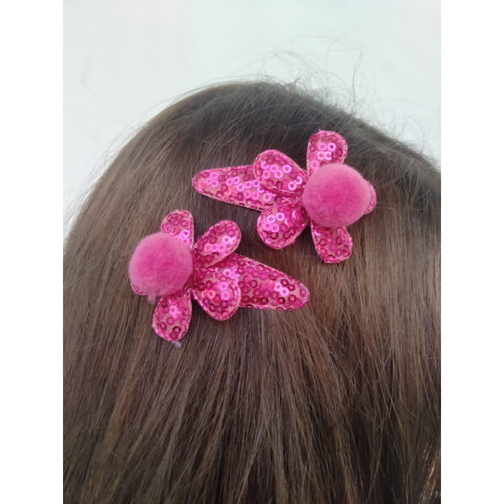Girls Hair Clips Flower Fuschia