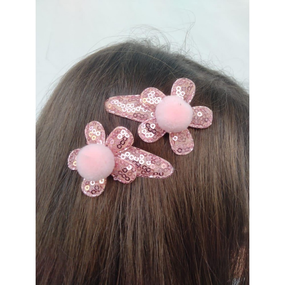 Girls Hair Clips Flower Pink