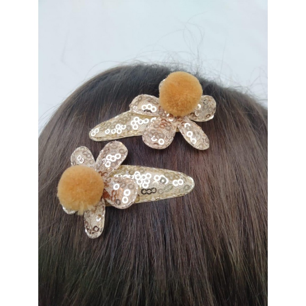 Girls Hair Clips Flower Gold