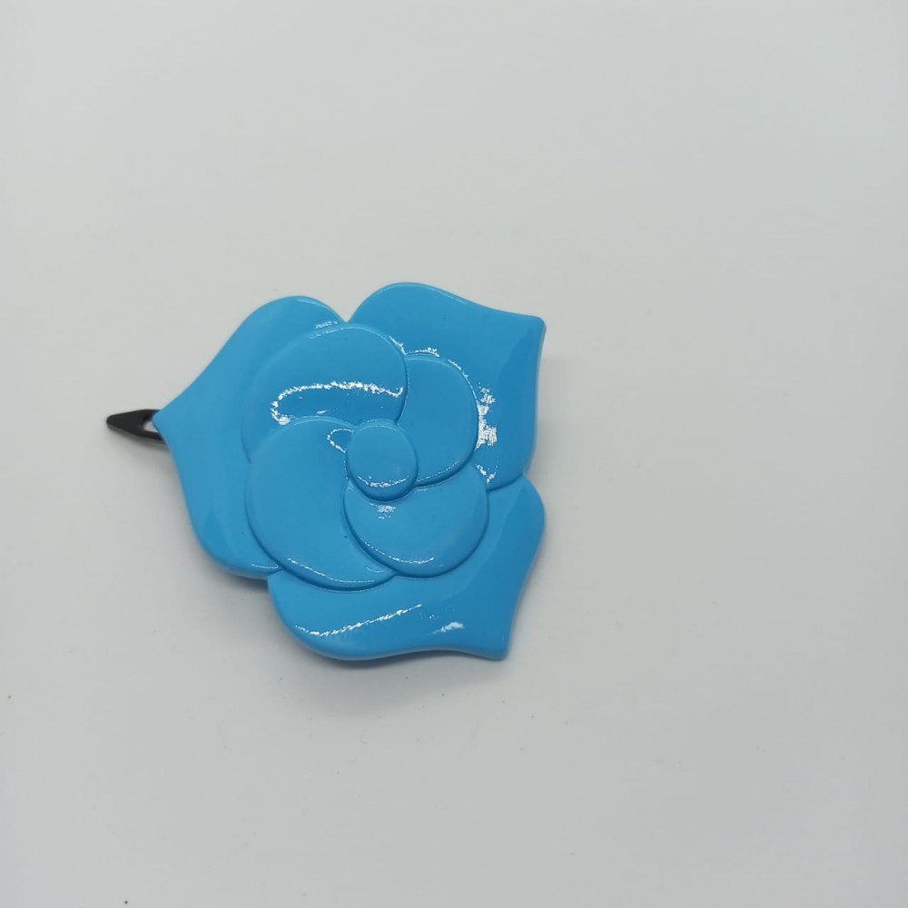 Girls Hair Clips Plastic Flower Blue