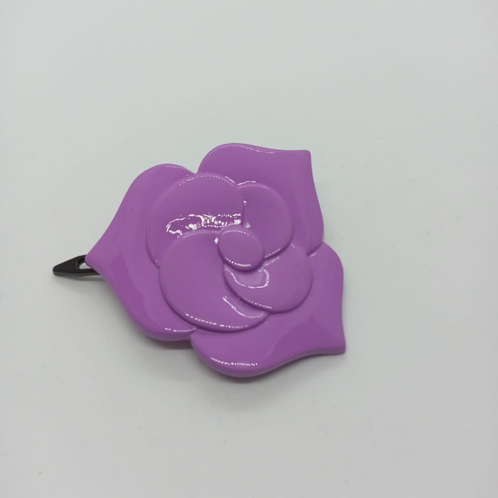 Girls Hair Clips Plastic Flower Purple